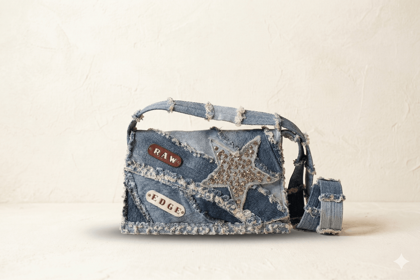 The Raw Edge Star Denim Clutch