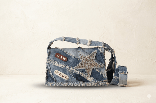 The Raw Edge Star Denim Clutch
